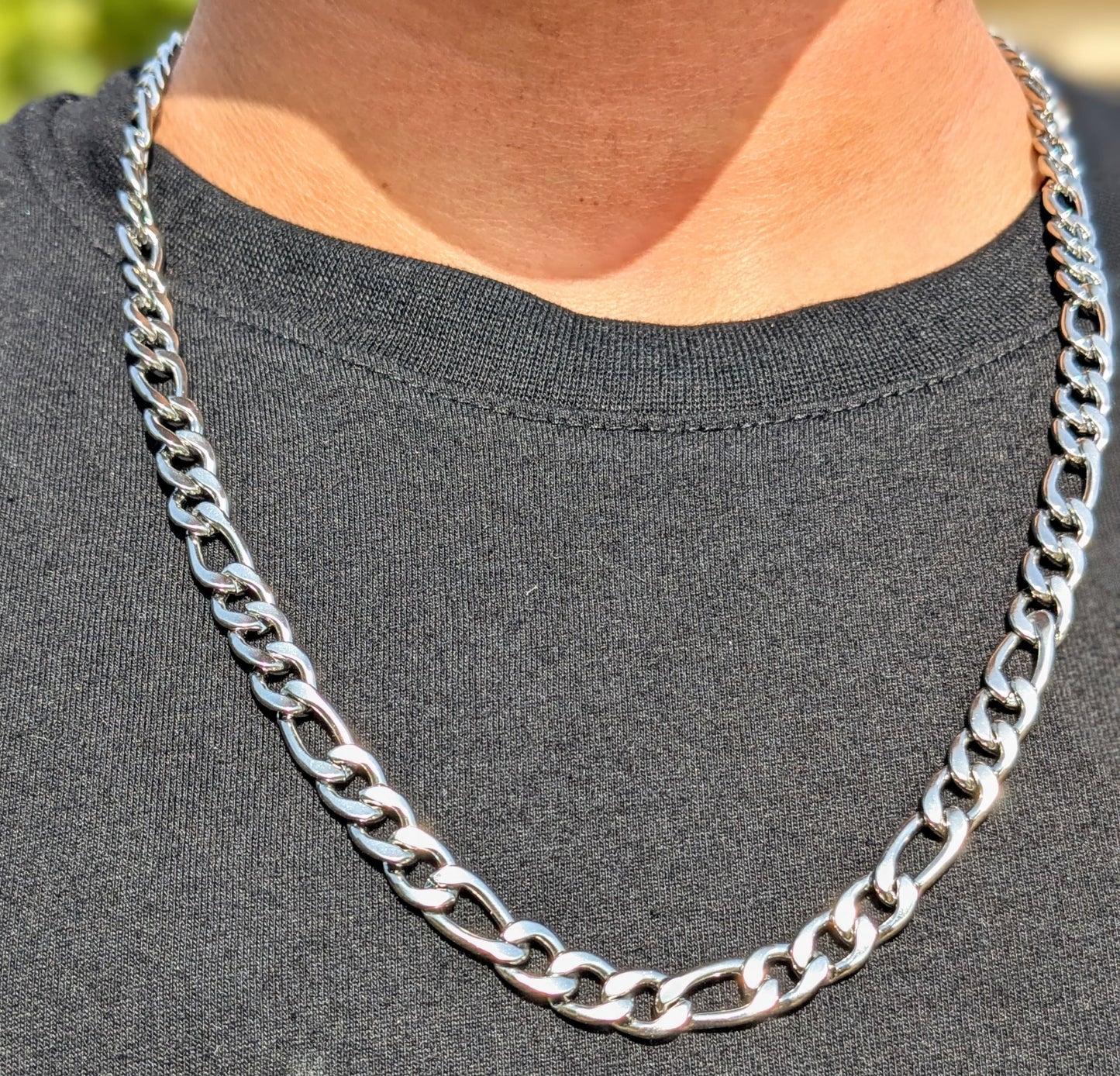 Unisex Silver Figaro Chain with Free Delivery