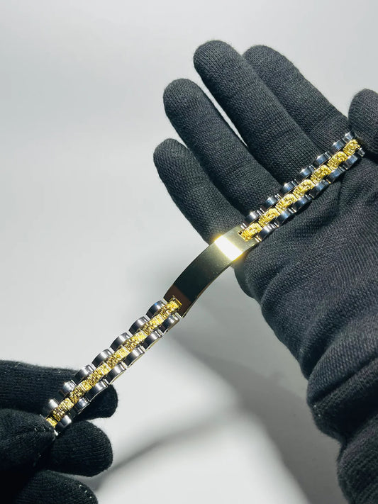 Stainless Steel & Gold Accent Men's Bracelet