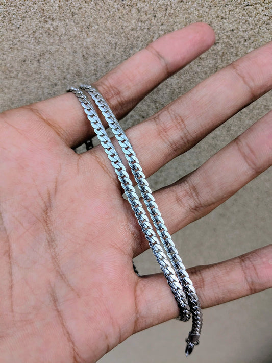 Silver Cuban Stainless Steel Unisex Chain With Color Warranty